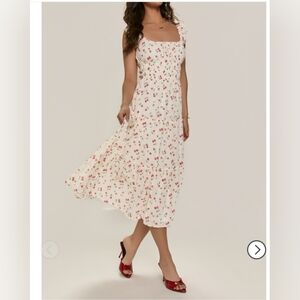 Francesca's Collections White Cherry Print Maxi Dress